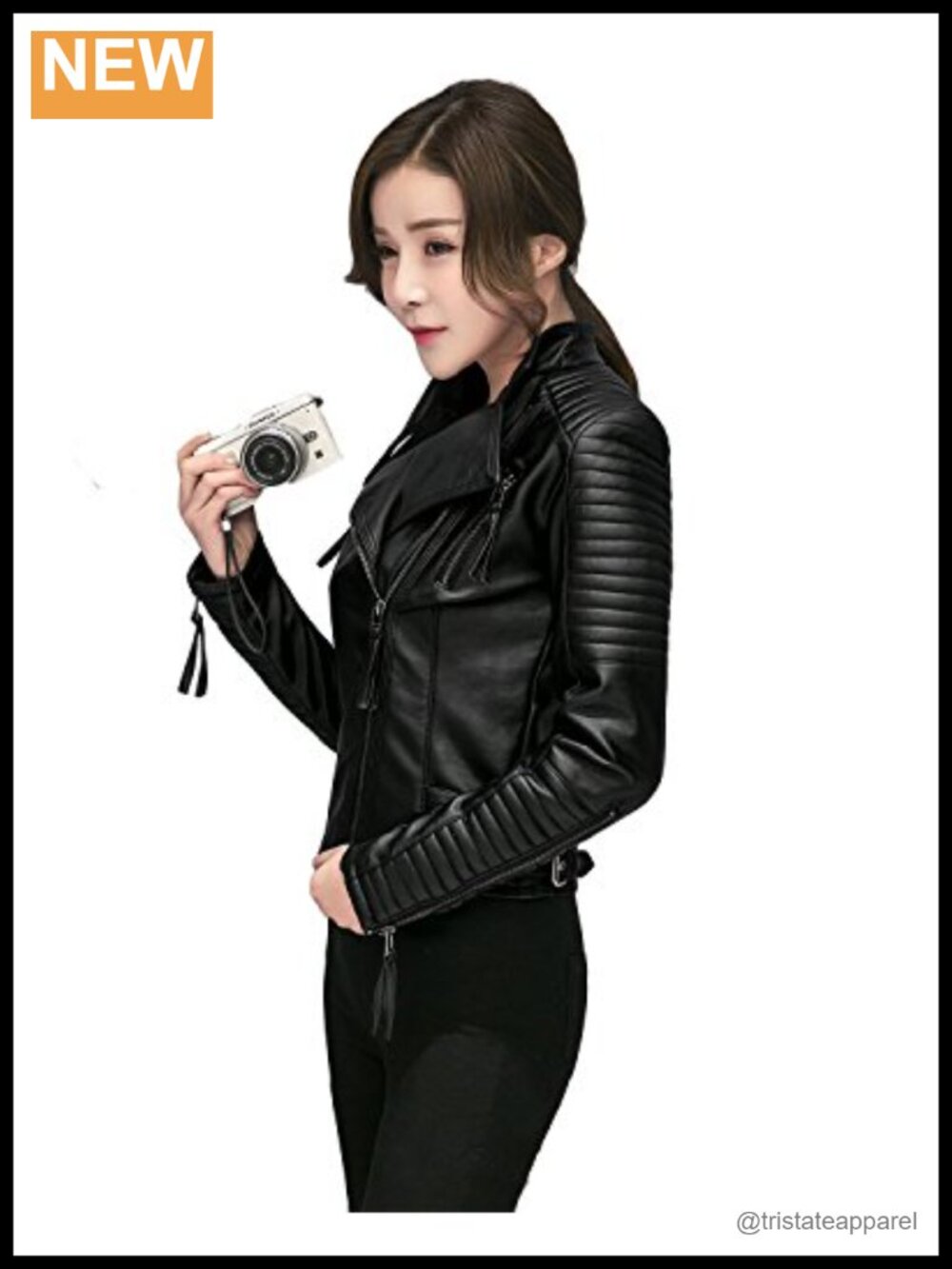 Faux Leather Bomber Jacket Patchwork Punk Moto Biker Coat Women's